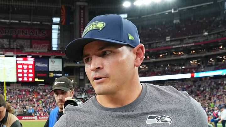 Seattle Seahawks head coach Mike Macdonald leaves the field