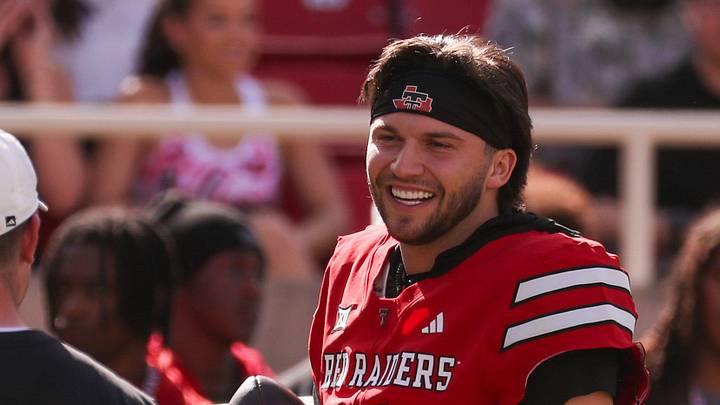 Texas Tech's Brendan Sorsby goes through warmups before the spring football game, Friday, April 17, 2026, at Jones AT&T Stadium.