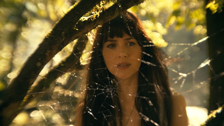 Cassandra Webb (Dakota Johnson) in Columbia Pictures’ MADAME WEB. Courtesy of Sony Pictures. © 2023 CTMG, Inc. All Rights Reserved.**ALL IMAGES ARE PROPERTY OF SONY PICTURES ENTERTAINMENT INC. FOR PROMOTIONAL USE ONLY. SALE, DUPLICATION OR TRANSFER OF THIS MATERIAL IS STRICTLY PROHIBITED.**