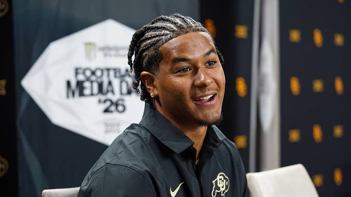 Jul 7, 2026; Frisco, TX, USA; Colorado defensive back Cree Thomas speaks with reporters during Big 12 Conference Football Media Days at The Star. Mandatory Credit: Raymond Carlin III-Imagn Images Jul 7, 2026; Frisco, TX, USA; Colorado defensive back Cree Thomas speaks with reporters during Big 12 Conference Football Media Days at The Star. Mandatory Credit: Raymond Carlin III-Imagn Images