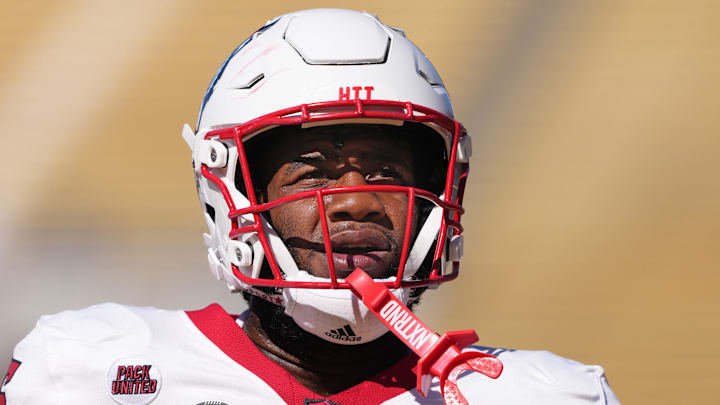 Oct 19, 2024; Berkeley, California, USA; North Carolina State Wolfpack offensive tackle Jacarrius Peak (65) before the game against the California Golden Bears at California Memorial Stadium. Mandatory Credit: Darren Yamashita-Imagn Images Oct 19, 2024; Berkeley, California, USA; North Carolina State Wolfpack offensive tackle Jacarrius Peak (65) before the game against the California Golden Bears at California Memorial Stadium. Mandatory Credit: Darren Yamashita-Imagn Images