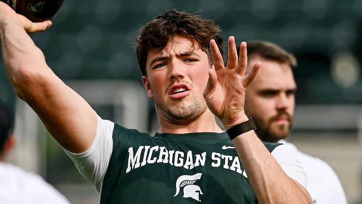 Michigan State’s Kayd Coffman warms up before the football game against Illinois on Saturday, Oct. 10, 2026, at Spartan Stadium in East Lansing. Michigan State’s Kayd Coffman warms up before the football game against Illinois on Saturday, Oct. 10, 2026, at Spartan Stadium in East Lansing.