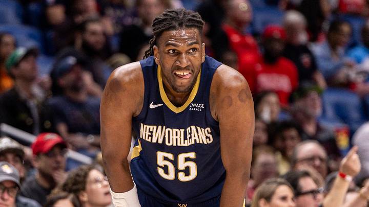 Feb 11, 2026; New Orleans, Louisiana, USA; New Orleans Pelicans forward Kevon Looney (55) looks on against the Miami Heat during the first half at Smoothie King Center. Mandatory Credit: Stephen Lew-Imagn Images Feb 11, 2026; New Orleans, Louisiana, USA; New Orleans Pelicans forward Kevon Looney (55) looks on against the Miami Heat during the first half at Smoothie King Center. Mandatory Credit: Stephen Lew-Imagn Images
