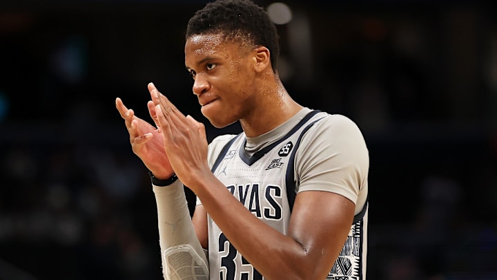 Jan 31, 2025; Washington, District of Columbia, USA; Georgetown Hoyas forward Thomas Sorber (35) celebrates during the second half against the Butler Bulldogs at Capital One Arena. Mandatory Credit: Daniel Kucin Jr.-Imagn Images Jan 31, 2025; Washington, District of Columbia, USA; Georgetown Hoyas forward Thomas Sorber (35) celebrates during the second half against the Butler Bulldogs at Capital One Arena. Mandatory Credit: Daniel Kucin Jr.-Imagn Images