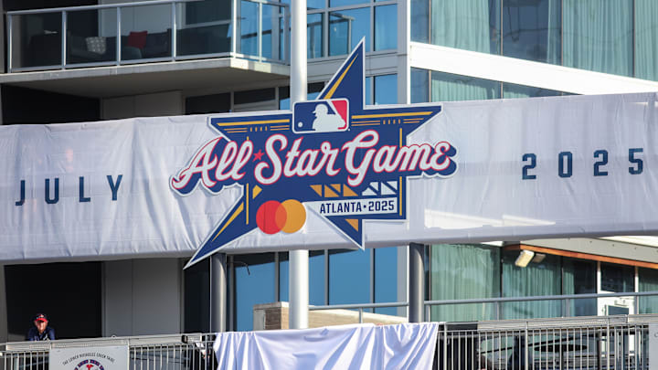 Atlanta Braves unveil the 2025 MLB All-Star Game logo at Truist Park. Atlanta Braves unveil the 2025 MLB All-Star Game logo at Truist Park.