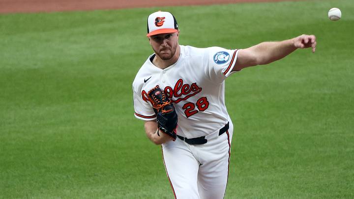 Sep 19, 2026; Baltimore, Maryland, USA;  Baltimore Orioles pitcher Trevor Rogers (28) throws during the seventh inning against the Milwaukee Brewers at Oriole Park at Camden Yards.  Mandatory Credit: Daniel Kucin Jr.-Imagn Images