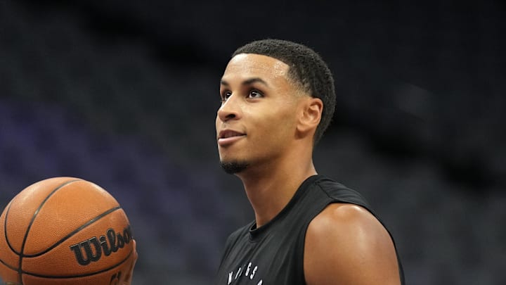 Dec 8, 2024; Sacramento, California, USA; Sacramento Kings forward Keegan Murray (13) before the game against the Utah Jazz at Golden 1 Center. Mandatory Credit: Darren Yamashita-Imagn Images Dec 8, 2024; Sacramento, California, USA; Sacramento Kings forward Keegan Murray (13) before the game against the Utah Jazz at Golden 1 Center. Mandatory Credit: Darren Yamashita-Imagn Images
