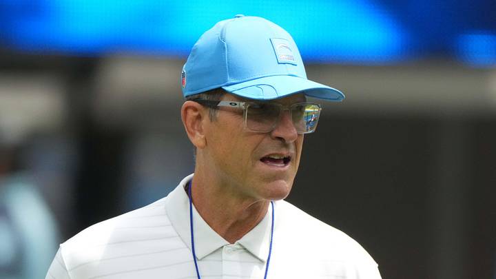 Aug 10, 2025; Inglewood, California, USA; Los Angeles Chargers head coach Jim Harbaugh reacts during the game against he New Orleans Saints at SoFi Stadium. Mandatory Credit: Kirby Lee-Imagn Images Aug 10, 2025; Inglewood, California, USA; Los Angeles Chargers head coach Jim Harbaugh reacts during the game against he New Orleans Saints at SoFi Stadium. Mandatory Credit: Kirby Lee-Imagn Images