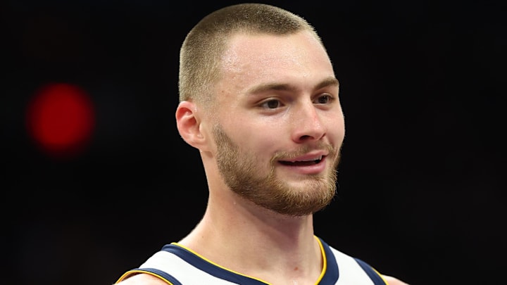 Mar 24, 2026; Phoenix, Arizona, USA; Denver Nuggets guard Christian Braun (0) against the Phoenix Suns at Mortgage Matchup Center. Mandatory Credit: Mark J. Rebilas-Imagn Images