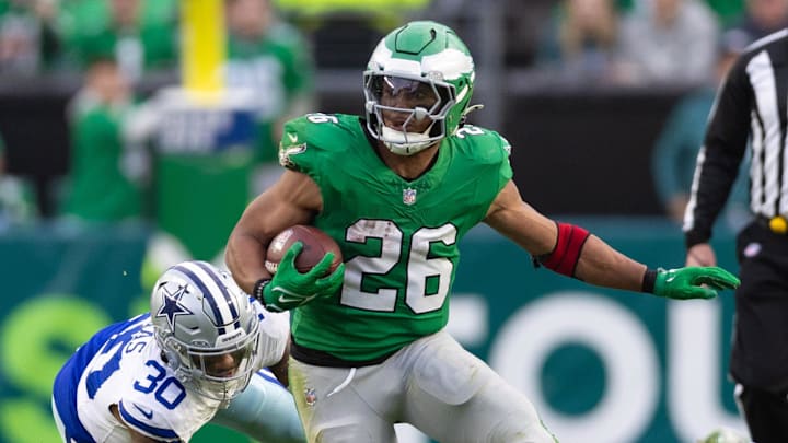 Eagles RB Saquon Barkley finished the 2024 season second in fantasy points among running backs. Eagles RB Saquon Barkley finished the 2024 season second in fantasy points among running backs.