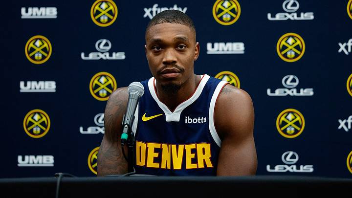 Sep 28, 2026; Denver, CO, USA; Denver Nuggets guard Lonnie Walker IV (4) during media day at Ball Arena. Mandatory Credit: Isaiah J. Downing-Imagn Images Sep 28, 2026; Denver, CO, USA; Denver Nuggets guard Lonnie Walker IV (4) during media day at Ball Arena. Mandatory Credit: Isaiah J. Downing-Imagn Images