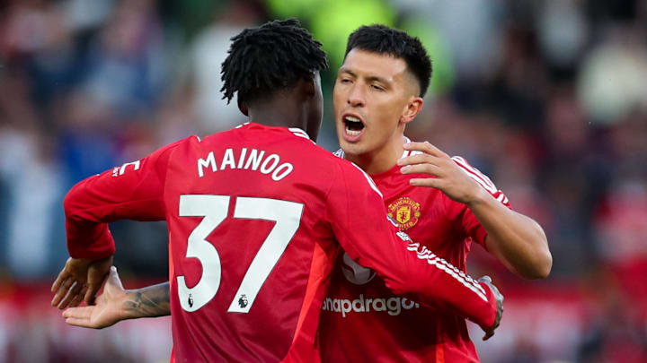 Kobbie Mainoo (left) and Lisandro Martínez (right) are missing for Manchester United's clash with Arsenal.