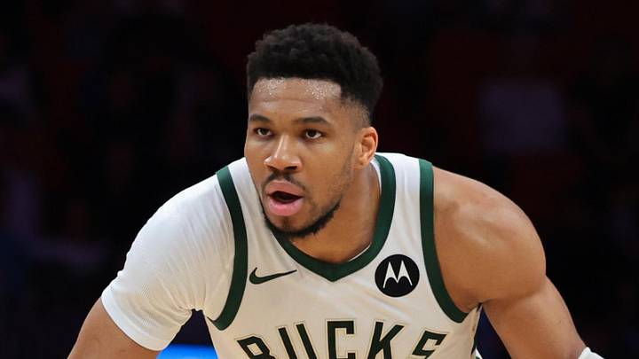 Mar 12, 2026; Miami, Florida, USA; Milwaukee Bucks forward Giannis Antetokounmpo (34) dribbles the basketball against the Miami Heat during the second quarter at Kaseya Center. Mandatory Credit: Sam Navarro-Imagn Images