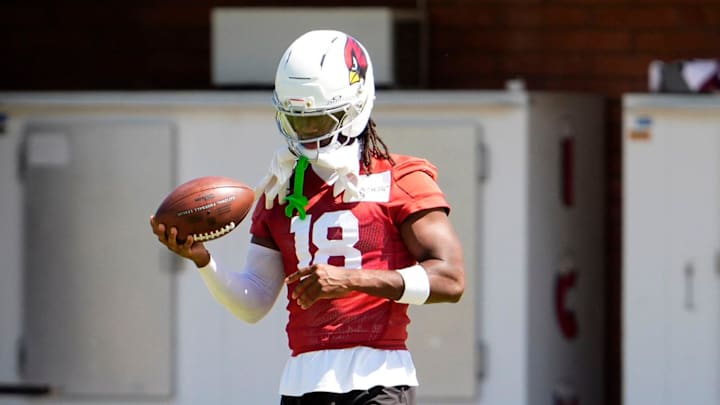 Arizona Cardinals wide receiver Marvin Harrison Jr. (18) during minicamp at Cardinals training center in Tempe on June 12, 2025.