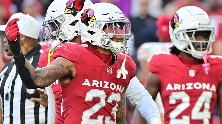 Jan 5, 2025; Glendale, Arizona, USA; Arizona Cardinals cornerback Sean Murphy-Bunting (23) reacts in the first half against the San Francisco 49ers at State Farm Stadium. Mandatory Credit: Matt Kartozian-Imagn Images Jan 5, 2025; Glendale, Arizona, USA; Arizona Cardinals cornerback Sean Murphy-Bunting (23) reacts in the first half against the San Francisco 49ers at State Farm Stadium. Mandatory Credit: Matt Kartozian-Imagn Images