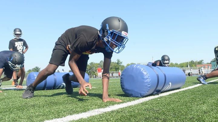 Demonstration of a 'bear crawl.' Photo is from a Holbrook/Avon football practice that took place on Friday, August 26, 2022. Demonstration of a 'bear crawl.' Photo is from a Holbrook/Avon football practice that took place on Friday, August 26, 2022.
