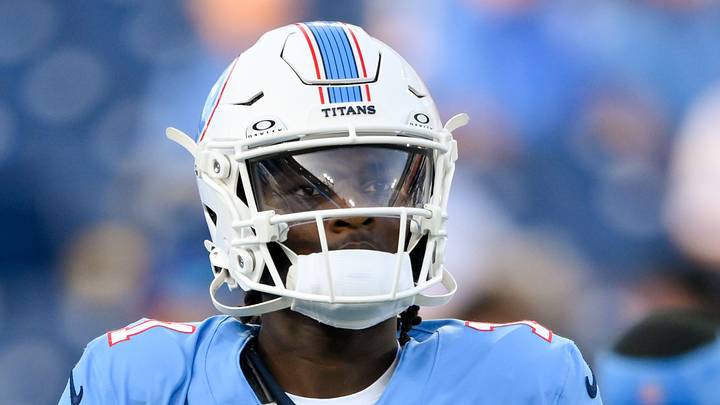 Aug 23, 2026; Nashville, Tennessee, USA;  Tennessee Titans quarterback Cam Ward (1) during warmup period against the Seattle Seahawks at Nissan Stadium. Mandatory Credit: Steve Roberts-Imagn Images