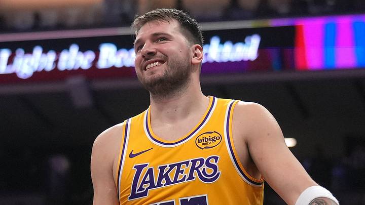 Jan 12, 2026; Sacramento, California, USA; Los Angeles Lakers guard Luka Doncic (77) smiles after being fouled against the Sacramento Kings in the second quarter at the Golden 1 Center. Mandatory Credit: Cary Edmondson-Imagn Images Jan 12, 2026; Sacramento, California, USA; Los Angeles Lakers guard Luka Doncic (77) smiles after being fouled against the Sacramento Kings in the second quarter at the Golden 1 Center. Mandatory Credit: Cary Edmondson-Imagn Images