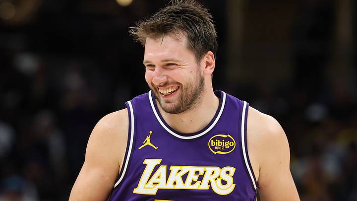 INDIANAPOLIS, INDIANA - MARCH 25: Luka Doncic #77 of the Los Angeles Lakers celebrates after a basket. (Photo by Andy Lyons/Getty Images) INDIANAPOLIS, INDIANA - MARCH 25: Luka Doncic #77 of the Los Angeles Lakers celebrates after a basket. (Photo by Andy Lyons/Getty Images)