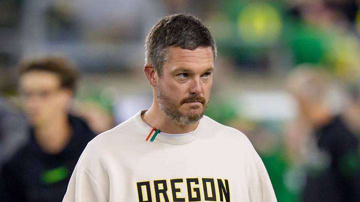 Oregon Ducks head coach Dan Lanning walks the field as the Oregon Ducks host the Nebraska Cornhuskers on Oct. 17, 2026, at Autzen Stadium in Eugene, Oregon. Oregon Ducks head coach Dan Lanning walks the field as the Oregon Ducks host the Nebraska Cornhuskers on Oct. 17, 2026, at Autzen Stadium in Eugene, Oregon.