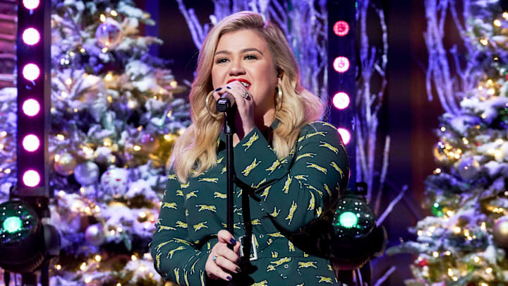 Kelly Clarkson performing during Christmastime