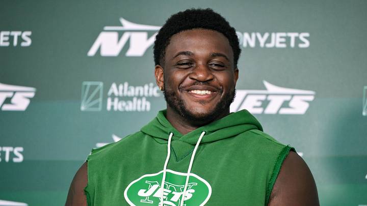 New York Jets offensive tackle Armand Membou New York Jets offensive tackle Armand Membou