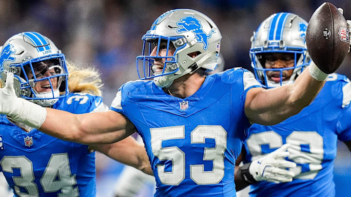Detroit Lions linebacker Trevor Nowaske (53). Detroit Lions linebacker Trevor Nowaske (53).