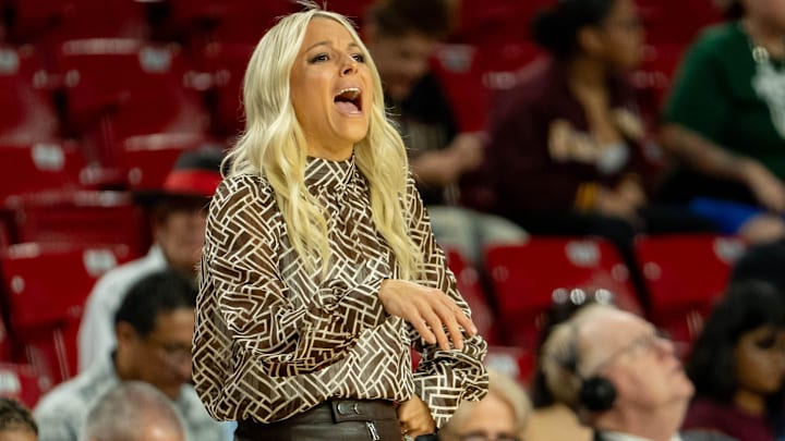 Arizona State Head Coach Molly Miller yells to her players during a game against the Eastern Washington Eagles at Desert Financial Arena in Tempe, on Nov. 8, 2025. Arizona State Head Coach Molly Miller yells to her players during a game against the Eastern Washington Eagles at Desert Financial Arena in Tempe, on Nov. 8, 2025.