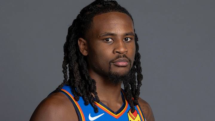 Sep 28, 2026; Oklahoma City, OK, USA; Oklahoma City Thunder guard Cason Wallace (22) poses for a photo during Oklahoma City Thunder Media Day at Paycom Center. Mandatory Credit: Alonzo Adams-Imagn Images Sep 28, 2026; Oklahoma City, OK, USA; Oklahoma City Thunder guard Cason Wallace (22) poses for a photo during Oklahoma City Thunder Media Day at Paycom Center. Mandatory Credit: Alonzo Adams-Imagn Images