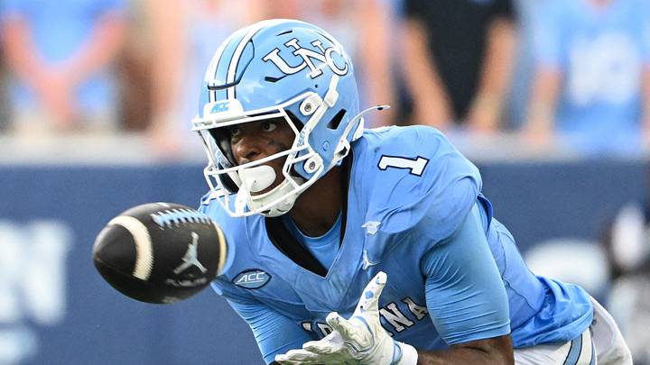 Sep 12, 2026; Chapel Hill, North Carolina, USA; North Carolina Tar Heels wide receiver Jordan Shipp (1) attempts to catch the ball in the third quarter at Kenan Stadium. Mandatory Credit: Bob Donnan-Imagn Images Sep 12, 2026; Chapel Hill, North Carolina, USA; North Carolina Tar Heels wide receiver Jordan Shipp (1) attempts to catch the ball in the third quarter at Kenan Stadium. Mandatory Credit: Bob Donnan-Imagn Images