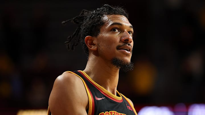 Jan 9, 2026; Minneapolis, Minnesota, USA; Southern California Trojans forward Chad Baker-Mazara (4) looks on during the second half against the Minnesota Golden Gophers at Williams Arena. Jan 9, 2026; Minneapolis, Minnesota, USA; Southern California Trojans forward Chad Baker-Mazara (4) looks on during the second half against the Minnesota Golden Gophers at Williams Arena.