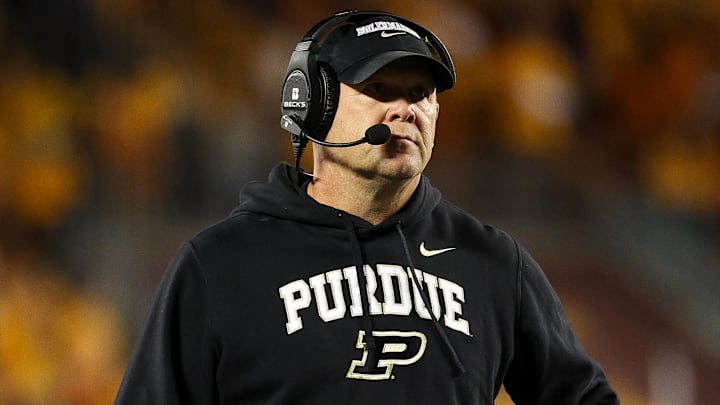 Purdue Boilermakers head coach Barry Odom looks on