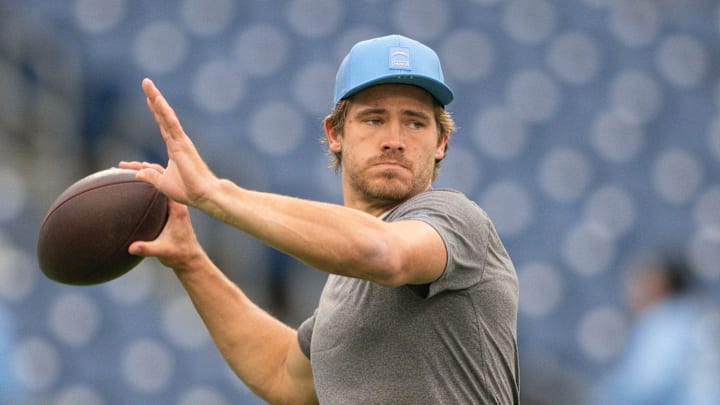 Nov 2, 2025; Nashville, Tennessee, USA; Los Angeles Chargers quarterback Justin Herbert (10) throws a pass against the Tennessee Titans during pre-game warmups at Nissan Stadium. Nov 2, 2025; Nashville, Tennessee, USA; Los Angeles Chargers quarterback Justin Herbert (10) throws a pass against the Tennessee Titans during pre-game warmups at Nissan Stadium.
