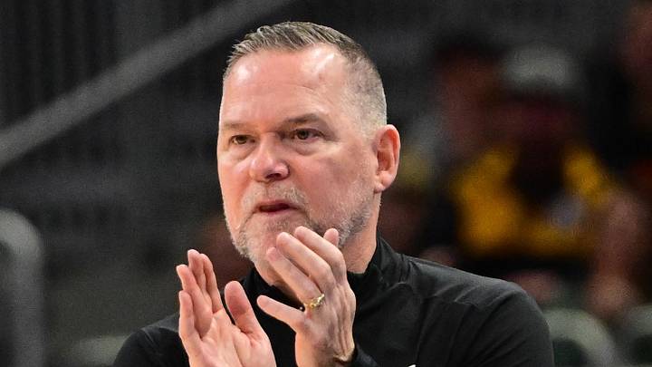 Feb 27, 2025; Milwaukee, Wisconsin, USA; Denver Nuggets head coach Michael Malone reacts in the fourth quarter against the Milwaukee Bucks at Fiserv Forum. Mandatory Credit: Benny Sieu-Imagn Images