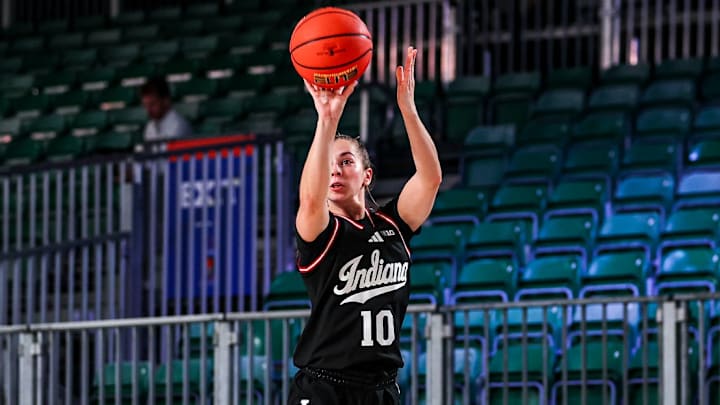 Indiana guard Shay Ciezki shoots against Baylor in the Battle 4 Atlantis.