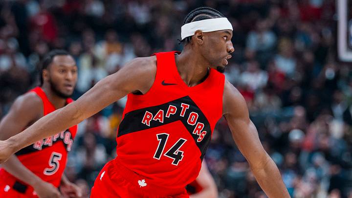 Oct 10, 2026; Vancouver, British Columbia, CAN; Toronto Raptors guard Ja'Kobe Walter (14) Mandatory Credit: Bob Frid-Imagn Images
