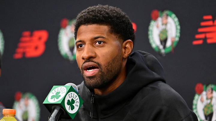 September 15, 2026; Boston, Massachusetts, USA; Boston Celtics forward Paul George (13) speaks during a press conference at The Auerbach Center at Boston Landing. Mandatory Credit: Eric Canha-Imagn Images September 15, 2026; Boston, Massachusetts, USA; Boston Celtics forward Paul George (13) speaks during a press conference at The Auerbach Center at Boston Landing. Mandatory Credit: Eric Canha-Imagn Images