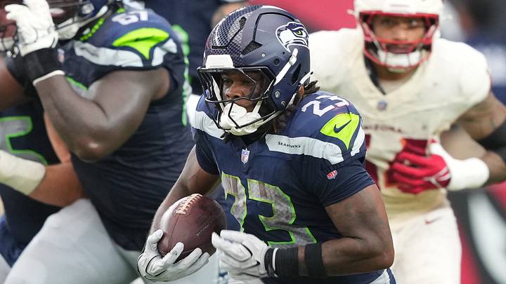 Sep 20, 2026; Glendale, Arizona, USA; Seattle Seahawks running back Emanuel Wilson (23) runs with the ball in the fourth quarter against the Arizona Cardinals at State Farm Stadium. Mandatory Credit: Joe Camporeale-Imagn Images Sep 20, 2026; Glendale, Arizona, USA; Seattle Seahawks running back Emanuel Wilson (23) runs with the ball in the fourth quarter against the Arizona Cardinals at State Farm Stadium. Mandatory Credit: Joe Camporeale-Imagn Images