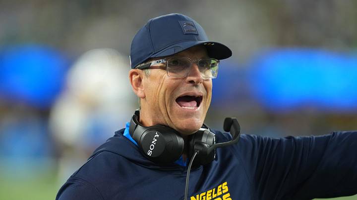 Dec 8, 2025; Inglewood, California, USA; Los Angeles Chargers head coach Jim Harbaugh reacts in the first half against the Philadelphia Eagles at SoFi Stadium. Mandatory Credit: Kirby Lee-Imagn Images Dec 8, 2025; Inglewood, California, USA; Los Angeles Chargers head coach Jim Harbaugh reacts in the first half against the Philadelphia Eagles at SoFi Stadium. Mandatory Credit: Kirby Lee-Imagn Images