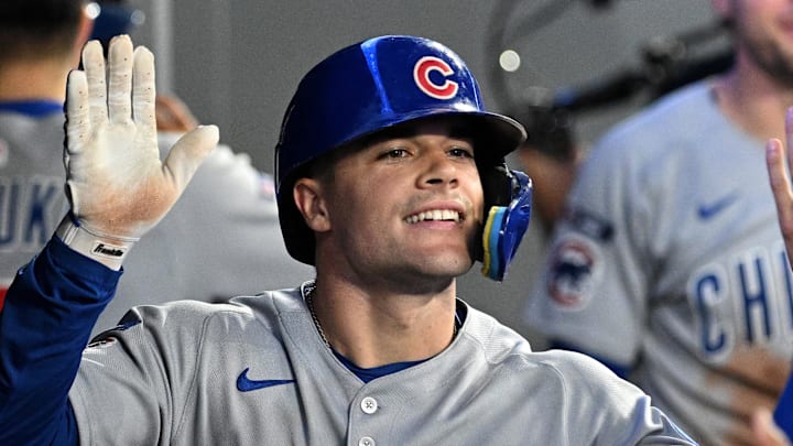 jAug 13, 2025; Toronto, Ontario, CAN; Chicago Cubs third baseman Matt Shaw (8) celebrates with team mates in the dugout after hitting a solo home run against the Toronto Blue Jays in the fifth inning at Rogers Centre. Mandatory Credit: Dan Hamilton-Imagn Images jAug 13, 2025; Toronto, Ontario, CAN; Chicago Cubs third baseman Matt Shaw (8) celebrates with team mates in the dugout after hitting a solo home run against the Toronto Blue Jays in the fifth inning at Rogers Centre. Mandatory Credit: Dan Hamilton-Imagn Images