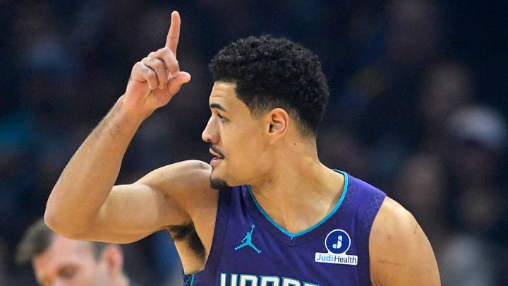 Dec 22, 2025; Cleveland, Ohio, USA; Charlotte Hornets guard Josh Green (10) celebrates his three-point basket in the first quarter against the Cleveland Cavaliers at Rocket Arena. Mandatory Credit: David Richard-Imagn Images Dec 22, 2025; Cleveland, Ohio, USA; Charlotte Hornets guard Josh Green (10) celebrates his three-point basket in the first quarter against the Cleveland Cavaliers at Rocket Arena. Mandatory Credit: David Richard-Imagn Images