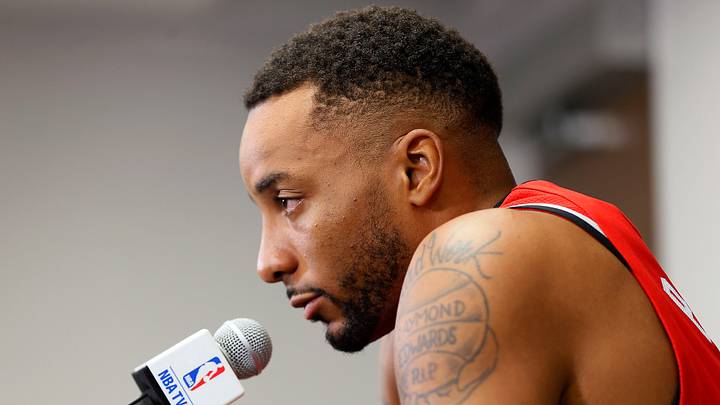 Sep 25, 2017; Toronto, Ontario, Canada; Toronto Raptors guard Norman Powell (24) during a press conference at media day at the BioSteel Centre. Mandatory Credit: John E. Sokolowski-USA TODAY Sports Sep 25, 2017; Toronto, Ontario, Canada; Toronto Raptors guard Norman Powell (24) during a press conference at media day at the BioSteel Centre. Mandatory Credit: John E. Sokolowski-USA TODAY Sports