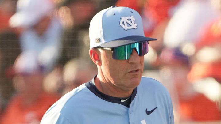 University of North Carolina Head Coach Scott Forbes during the bottom of the third inning at Doug Kingsmore Stadium in Clemson, S.C. Friday, April 10, 2026.
