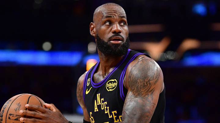 May 11, 2026; Los Angeles, California, USA; Los Angeles Lakers forward LeBron James (23) controls the ball against Oklahoma City Thunder guard Luguentz Dort (5) during the first half in game four of the second round of the 2026 NBA Playoffs at Crypto.com Arena. Mandatory Credit: Gary A. Vasquez-Imagn Images May 11, 2026; Los Angeles, California, USA; Los Angeles Lakers forward LeBron James (23) controls the ball against Oklahoma City Thunder guard Luguentz Dort (5) during the first half in game four of the second round of the 2026 NBA Playoffs at Crypto.com Arena. Mandatory Credit: Gary A. Vasquez-Imagn Images