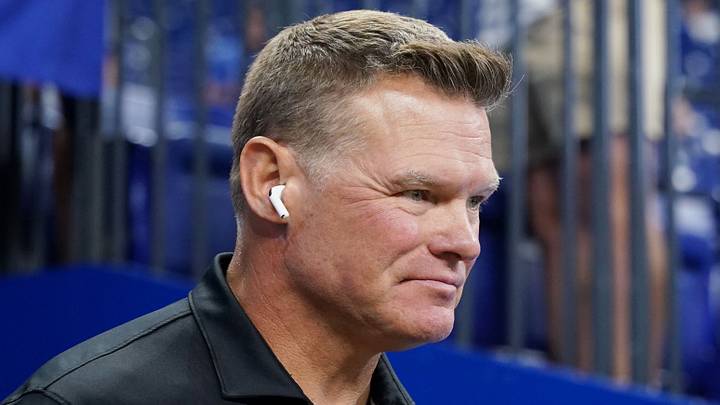 Indianapolis Colts general manager Chris Ballard walks onto the field