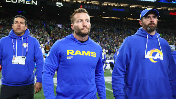 Jan 25, 2026; Seattle, WA, USA; Los Angeles Rams head coach Sean McVay walks on field after the 2026 NFC Championship Game against the Seattle Seahawks at Lumen Field. Mandatory Credit: Kevin Ng-Imagn Images
