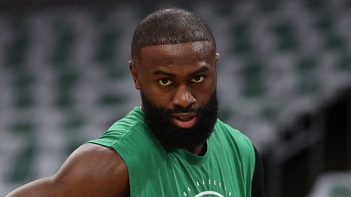 Boston, Massachusetts, USA; Boston Celtics guard Jaylen Brown (7) on the court before game seven of the first round of the 2026 NBA Playoffs against the Philadelphia 76ers at TD Garden on May 2, 2026.