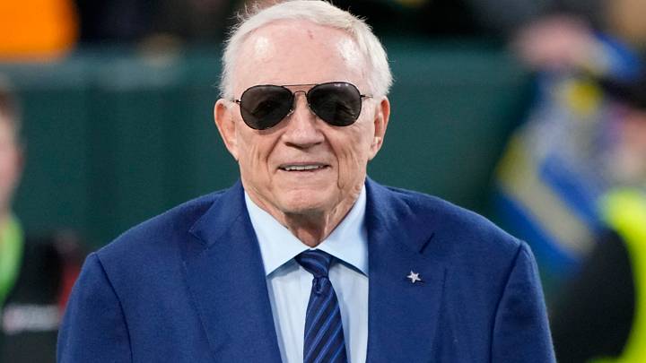 Dallas Cowboys owner Jerry Jones during warmups prior to the game against the Green Bay Packers at Lambeau Field. Dallas Cowboys owner Jerry Jones during warmups prior to the game against the Green Bay Packers at Lambeau Field.