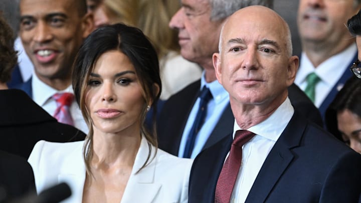 Lauren Sanchez and Amazon founder Jeff Bezos attend the inauguration ceremony before Donald Trump is sworn in.