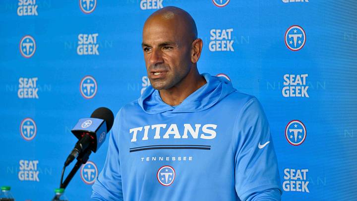 Aug 4, 2026; Nashville, TN, USA; Tennessee Titans head coach Robert Saleh talks with the media during training camp at Vanderbilt Health Football Center. Mandatory Credit: Steve Roberts-Imagn Images Aug 4, 2026; Nashville, TN, USA; Tennessee Titans head coach Robert Saleh talks with the media during training camp at Vanderbilt Health Football Center. Mandatory Credit: Steve Roberts-Imagn Images